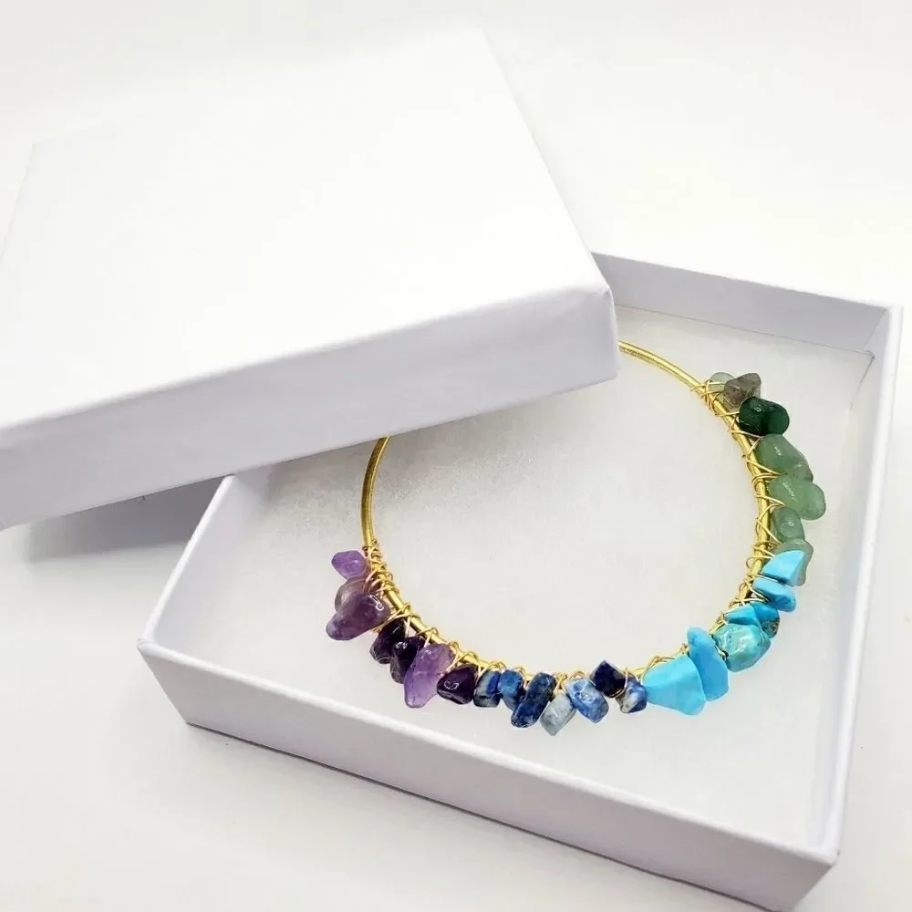 Hand Crafted Natural Chip Bangle Bracelet